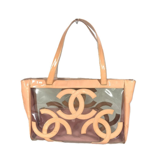 CHANEL Shoulder Bag Plastics pink Tote Bag shoulder bag Triple Coco CC COCO Mark Women Used Authentic