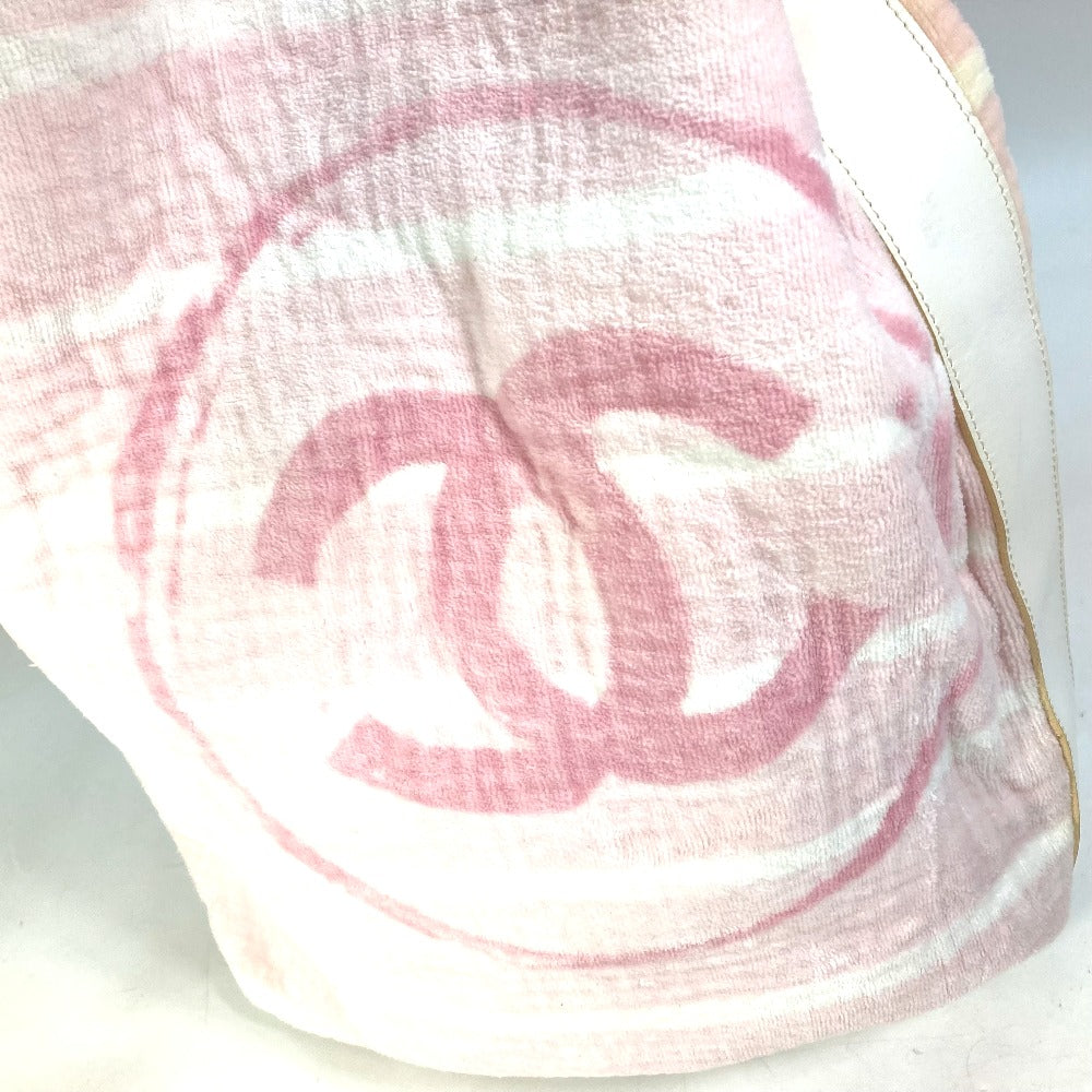 CHANEL Shoulder Bag cotton pink beach bag shoulder CC COCO Mark Border Pile