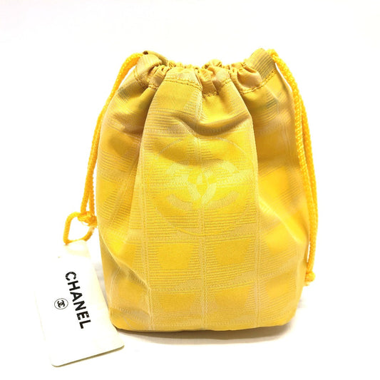 CHANEL Pouch ‚`14355 canvas yellow New Travel Line Drawstring Makeup Case Women Used Authentic