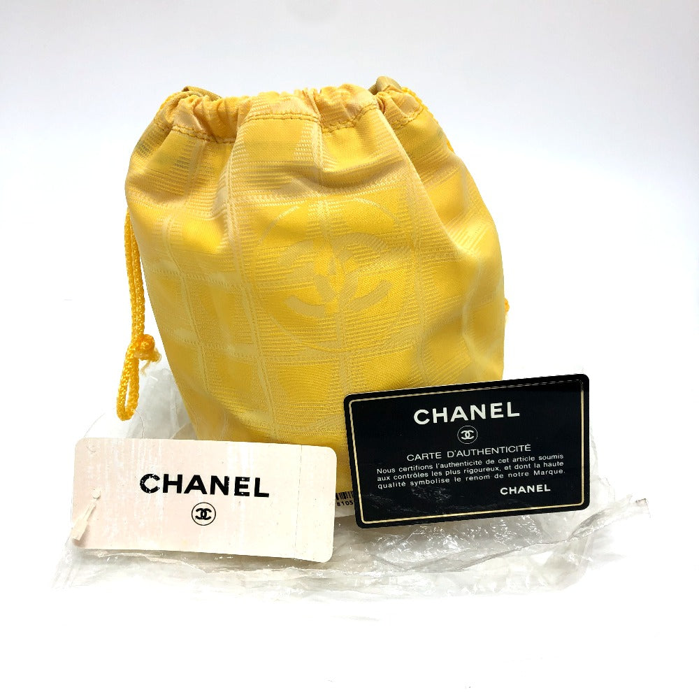 CHANEL Pouch ‚`14355 canvas yellow New Travel Line Drawstring Makeup Case Women Used Authentic