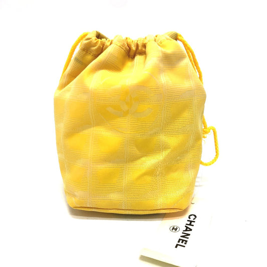 CHANEL Pouch ‚`14355 canvas yellow New Travel Line Drawstring Makeup Case Women Used Authentic