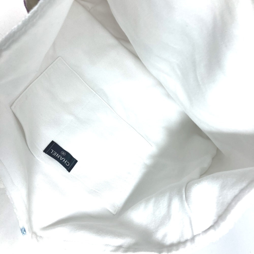 CHANEL Tote Bag pile white Beach bag logo Women Used Authentic
