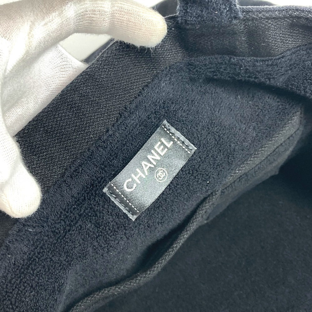 CHANEL Tote Bag pile black logo CC COCO Mark