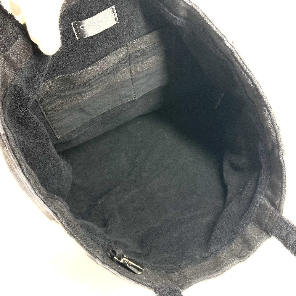 CHANEL Tote Bag pile black logo CC COCO Mark