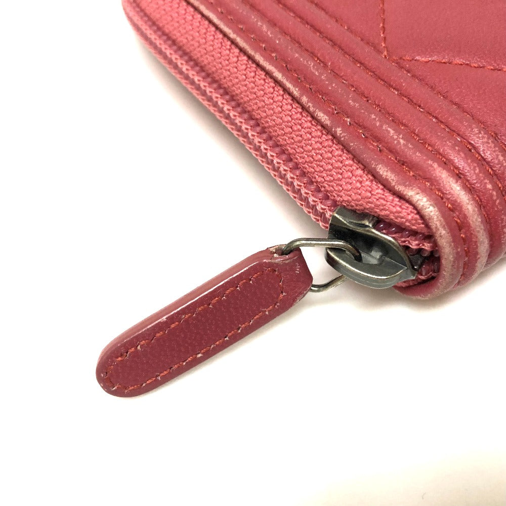 CHANEL Long Wallet Purse A68733 lambskin Rose Boy chanel Women Used Authentic