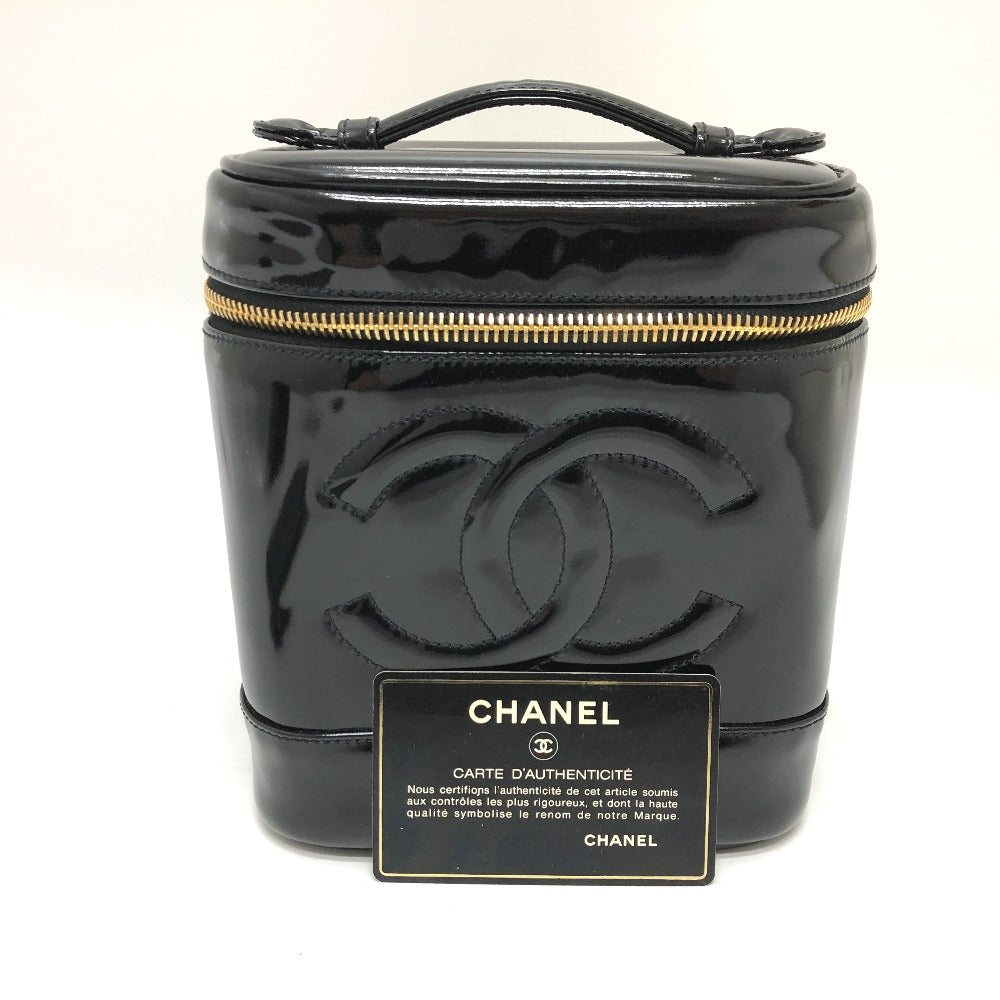CHANEL Handbag A01998 enamel black CCCOCO Mark Cosmetics Pouch Women Used Authentic