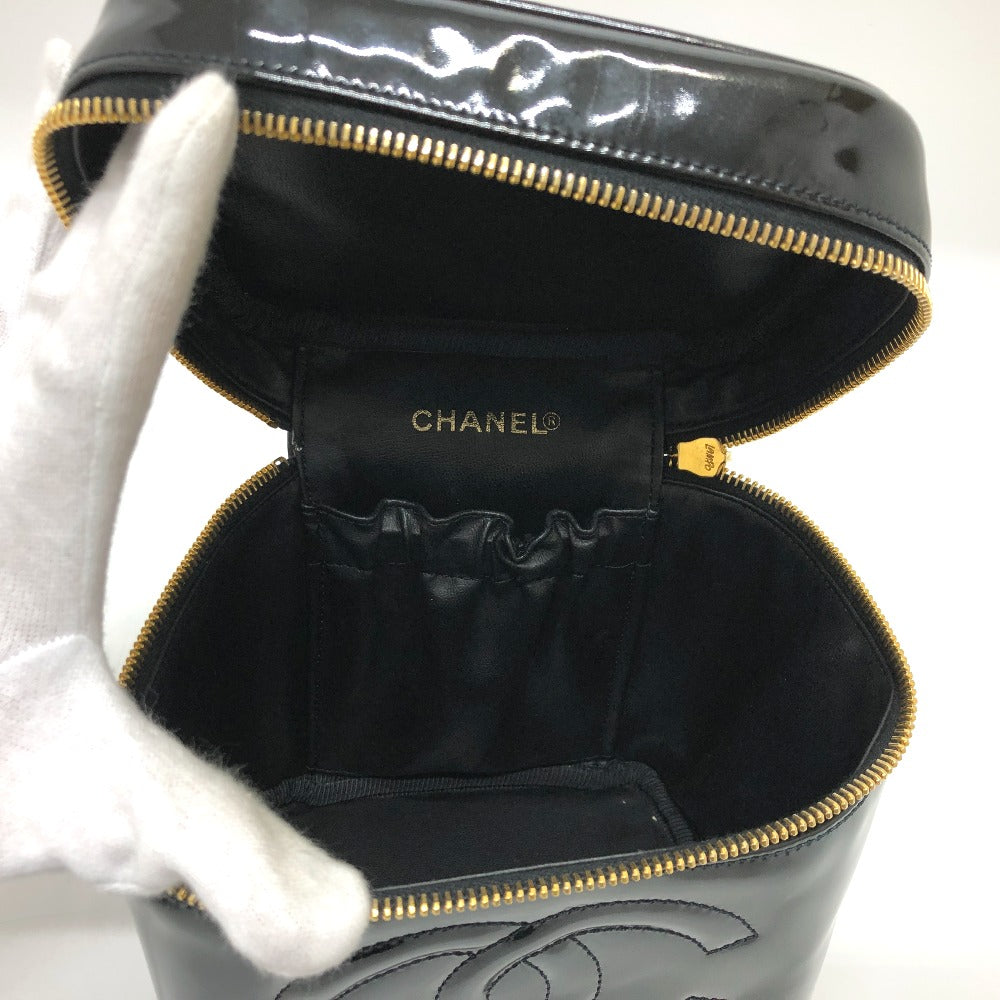 CHANEL Handbag A01998 enamel black CCCOCO Mark Cosmetics Pouch Women Used Authentic