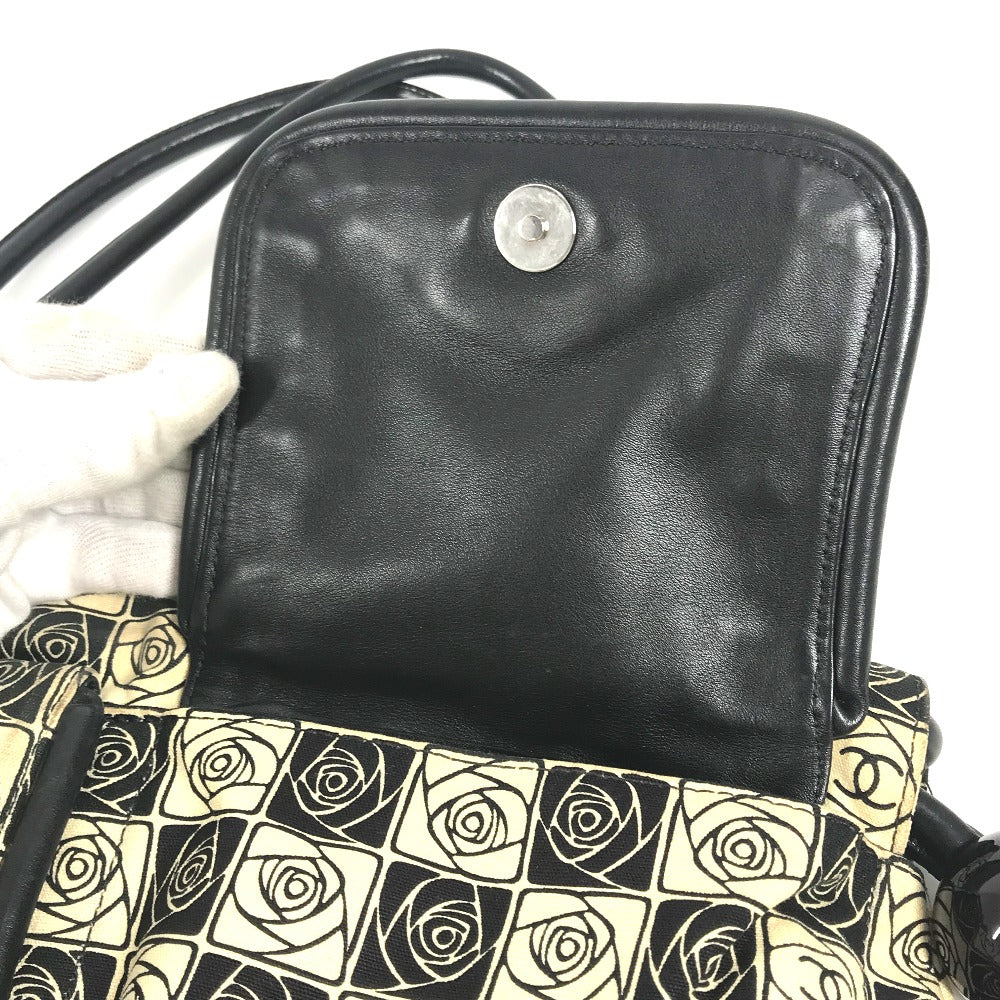 CHANEL Shoulder Bag canvas black Coco ball Camellia CC COCO Mark