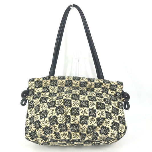CHANEL Shoulder Bag canvas black Coco ball Camellia CC COCO Mark
