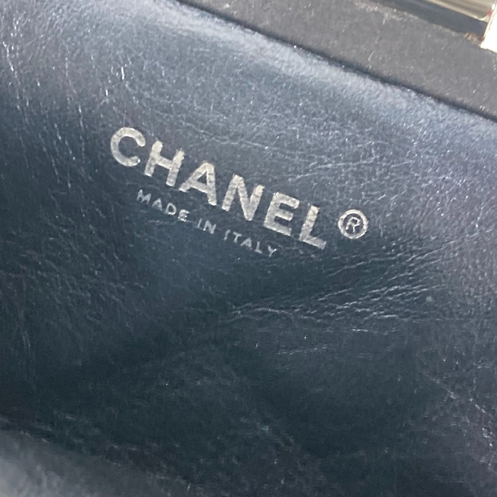 CHANEL Clutch bag leather Dark Navy type Rhinestone Purse Purse Women Used Authentic