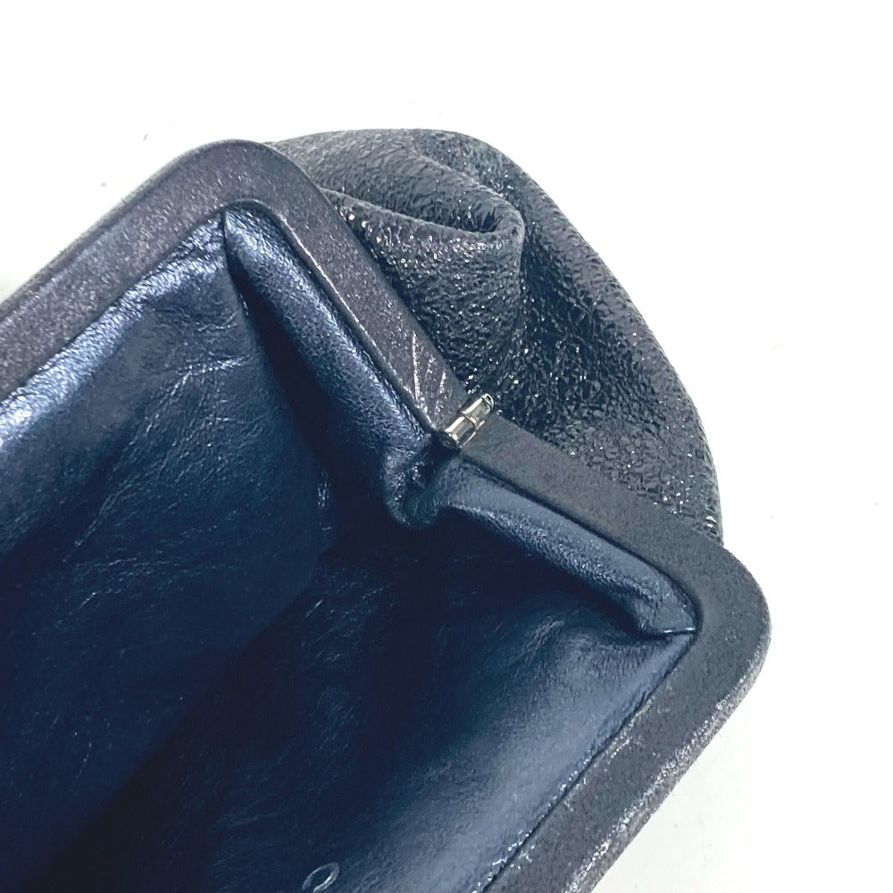 CHANEL Clutch bag leather Dark Navy type Rhinestone Purse Purse Women Used Authentic