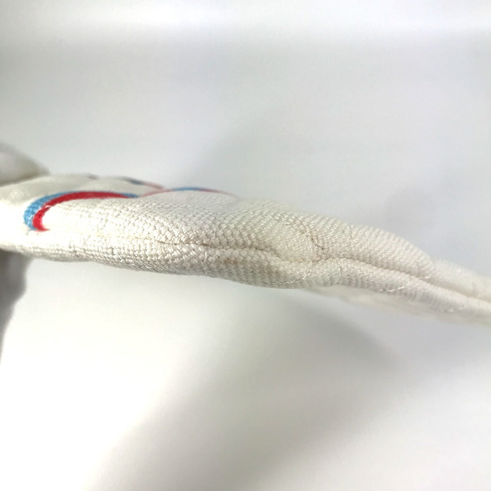 CHANEL Clutch bag canvas white COCO Coco logo Women Used Authentic