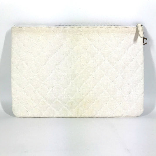 CHANEL Clutch bag canvas white COCO Coco logo Women Used Authentic