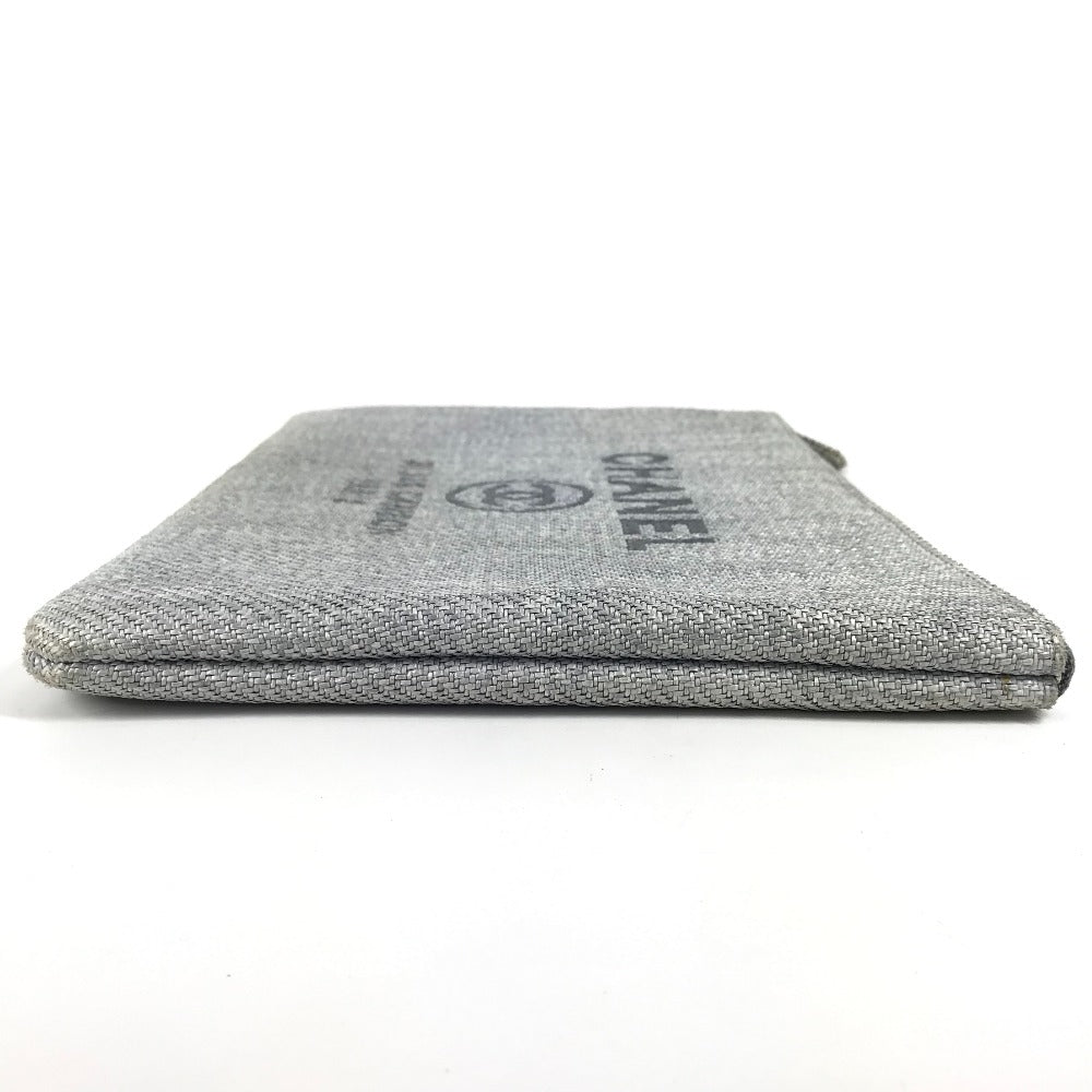 CHANEL Clutch bag canvas blue logo Deauville Women Used Authentic
