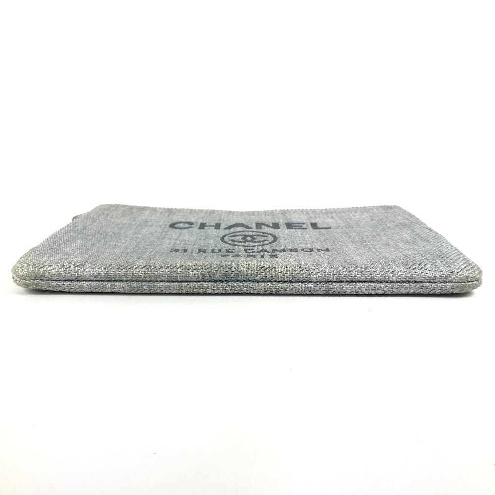 CHANEL Clutch bag canvas blue logo Deauville Women Used Authentic