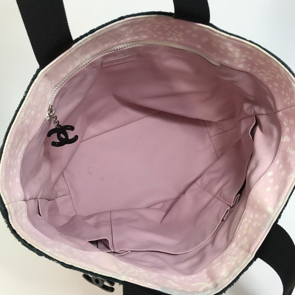 CHANEL Tote Bag canvas Light pink x black COCO Mark Women Used Authentic