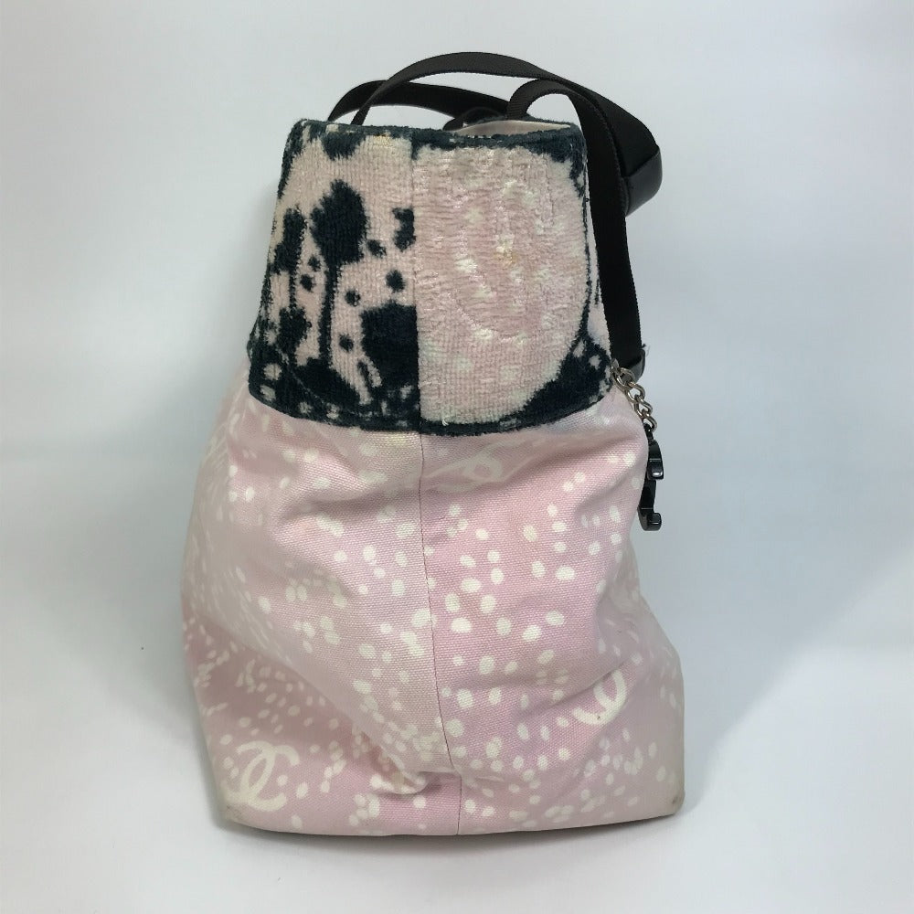 CHANEL Tote Bag canvas Light pink x black COCO Mark Women Used Authentic
