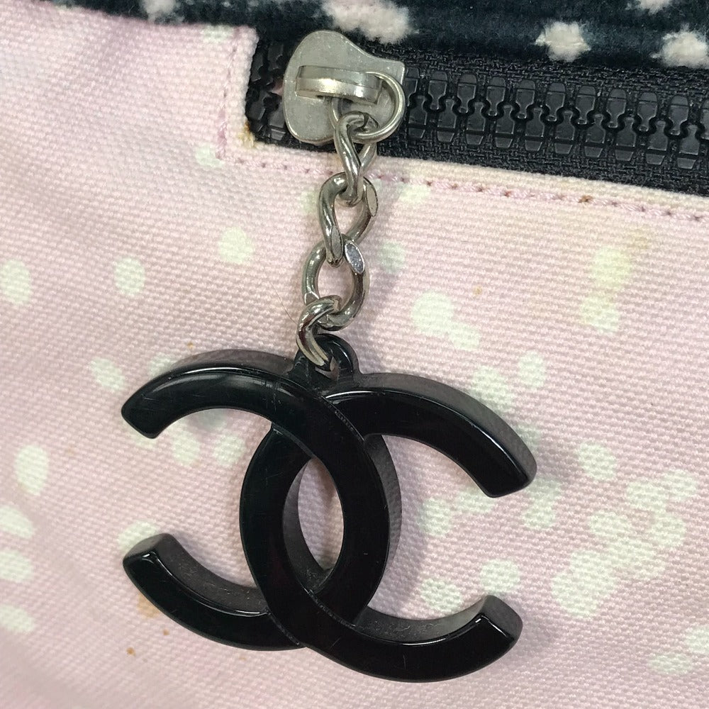 CHANEL Tote Bag canvas Light pink x black COCO Mark Women Used Authentic