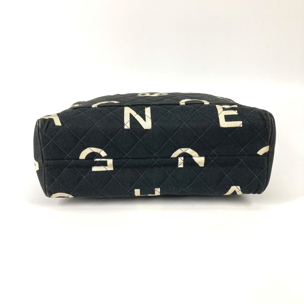 CHANEL Handbag canvas black All-over logo Women Used Authentic