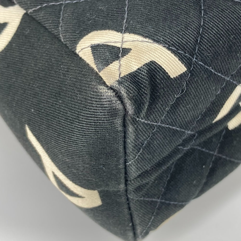 CHANEL Handbag canvas black All-over logo Women Used Authentic