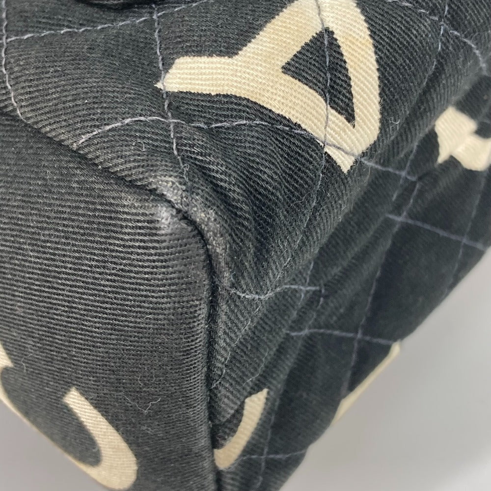 CHANEL Handbag canvas black All-over logo Women Used Authentic