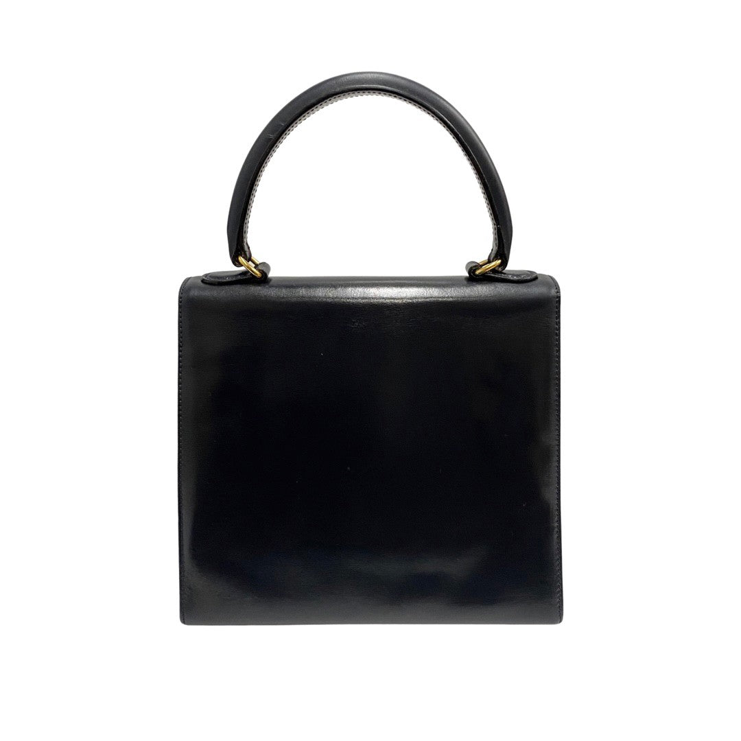 CELINE Shoulder Bag Calfskin Navy Women Used Authentic
