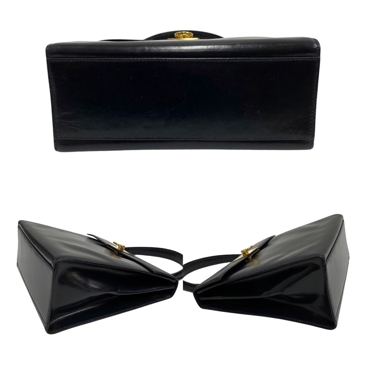 CELINE Shoulder Bag Calfskin Navy Women Used Authentic