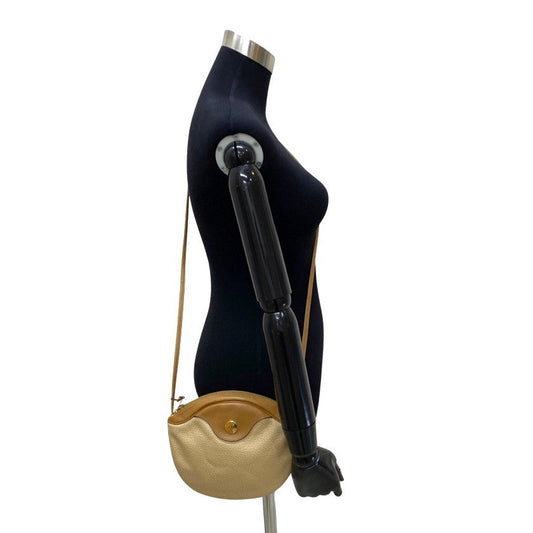 Dior Shoulder Bag leather beige logo Metal Women Used Authentic