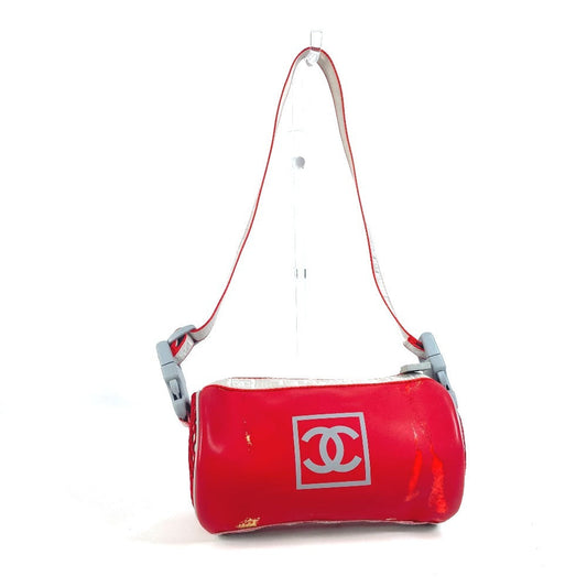 CHANEL Handbag rubber Red Sports Bicolor logo Women Used Authentic