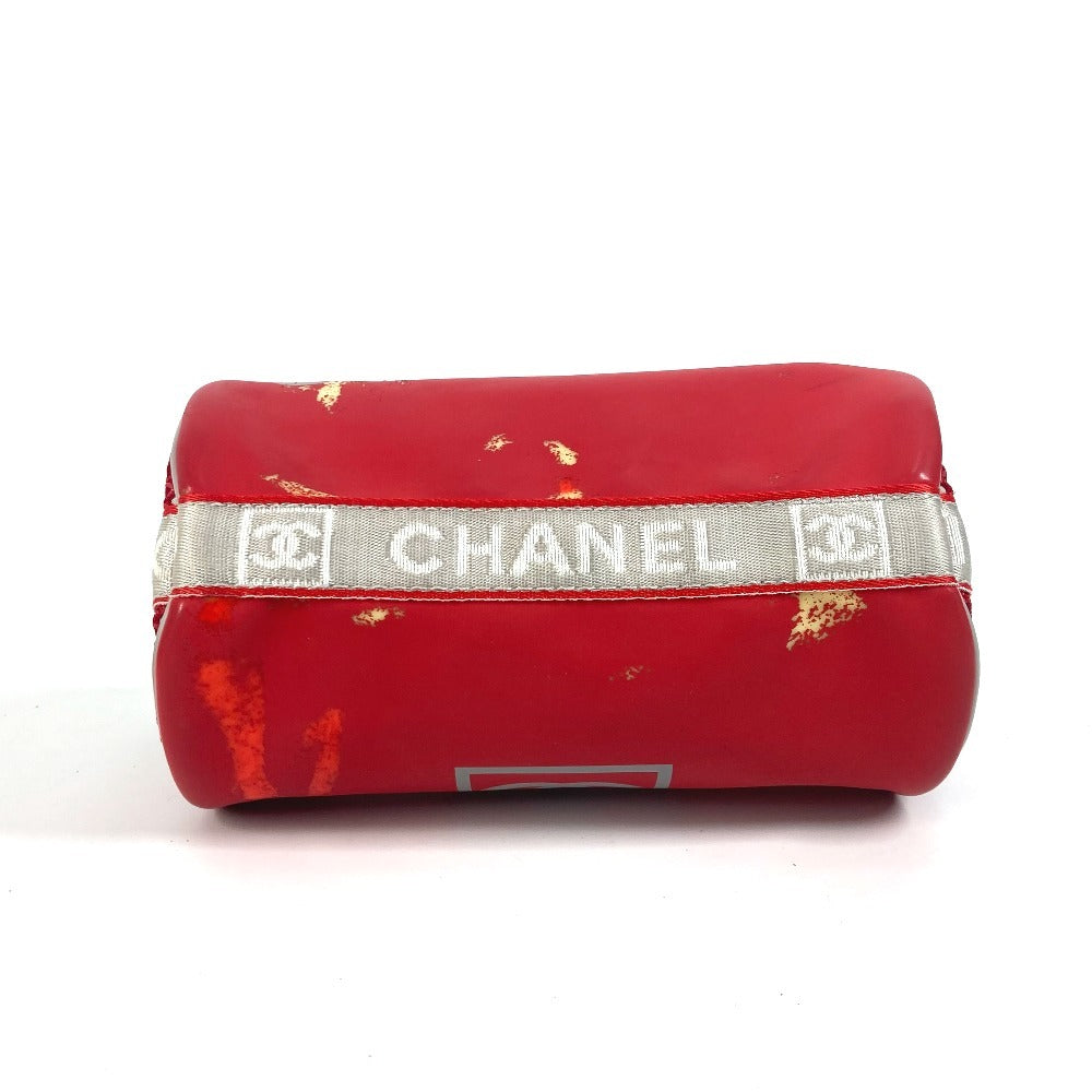 CHANEL Handbag rubber Red Sports Bicolor logo Women Used Authentic