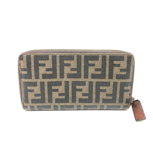 FENDI Long Wallet Purse 7M0174 PVC / Leather Brown Zucca mens Used Authentic