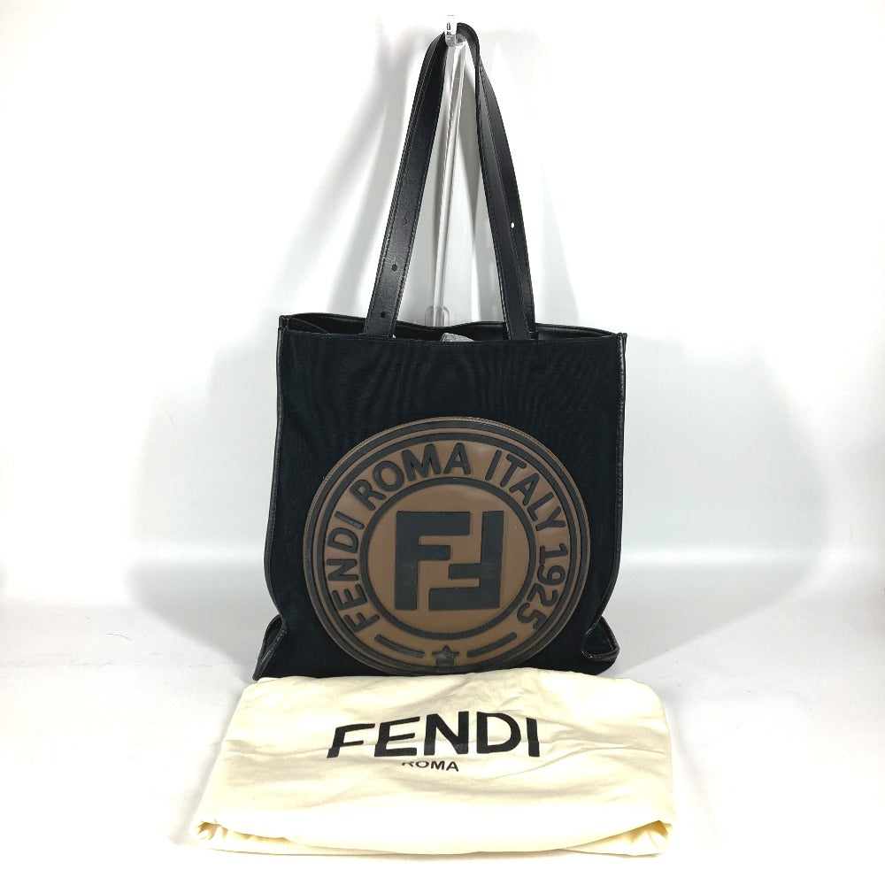 FENDI Tote Bag 7VA435 Canvas / leather black Vertical Shoulder Bag logo FF unisex(Unisex) Used Authentic