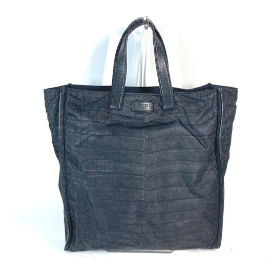 FENDI Tote Bag 7VA367 Nylon / leather black logo mens Used Authentic