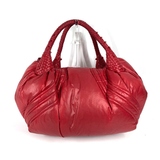 FENDI Shoulder Bag Nylon Red Zucca studded spy bag Women Used Authentic