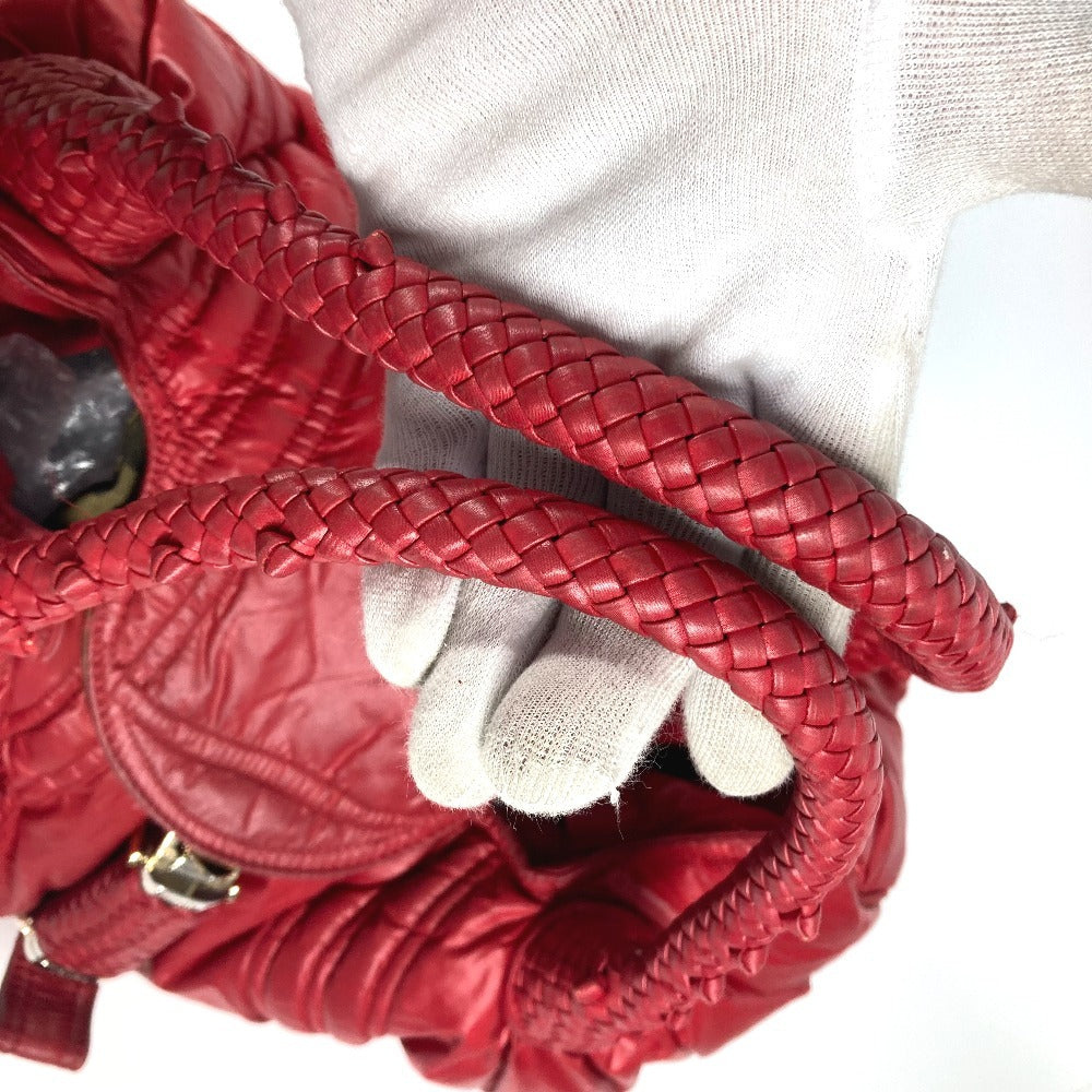 FENDI Shoulder Bag Nylon Red Zucca studded spy bag Women Used Authentic