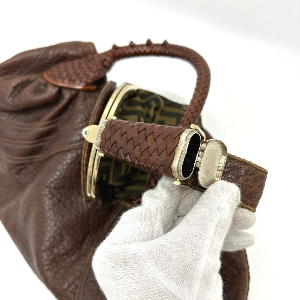 FENDI Shoulder Bag leather Brown Spy bag