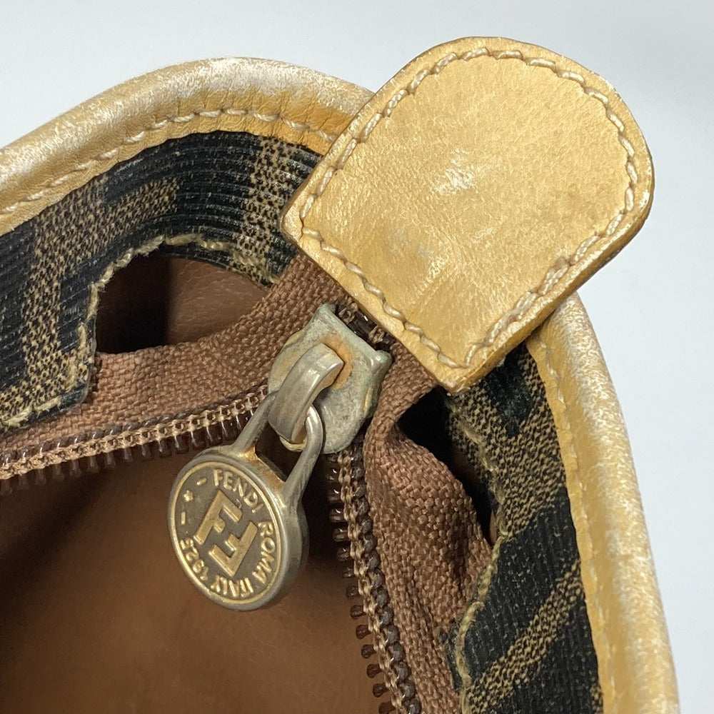 FENDI Tote Bag PVC / Leather Brown Zucca Pattern Women Used Authentic