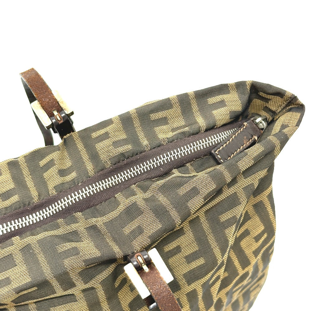 FENDI Tote Bag Canvas / leather Brown Zucca Pattern
