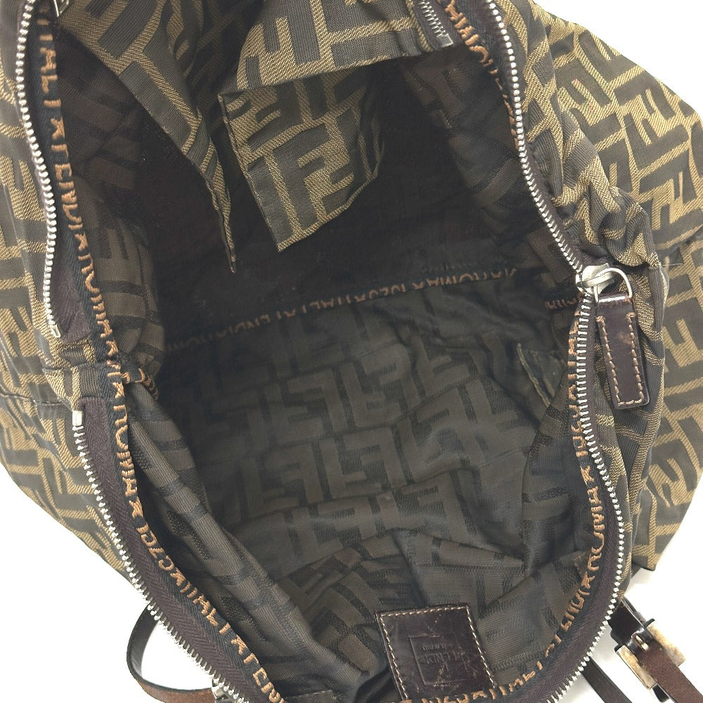 FENDI Tote Bag Canvas / leather Brown Zucca Pattern