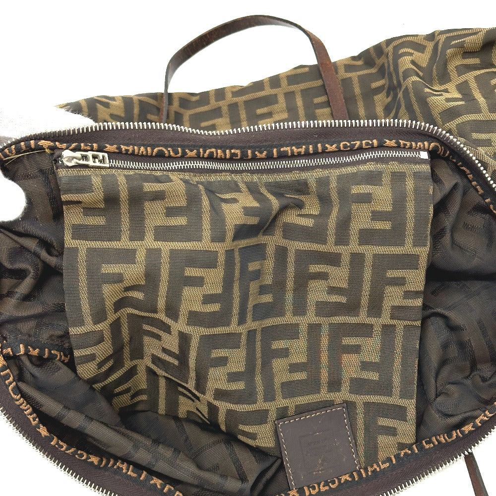 FENDI Tote Bag Canvas / leather Brown Zucca Pattern