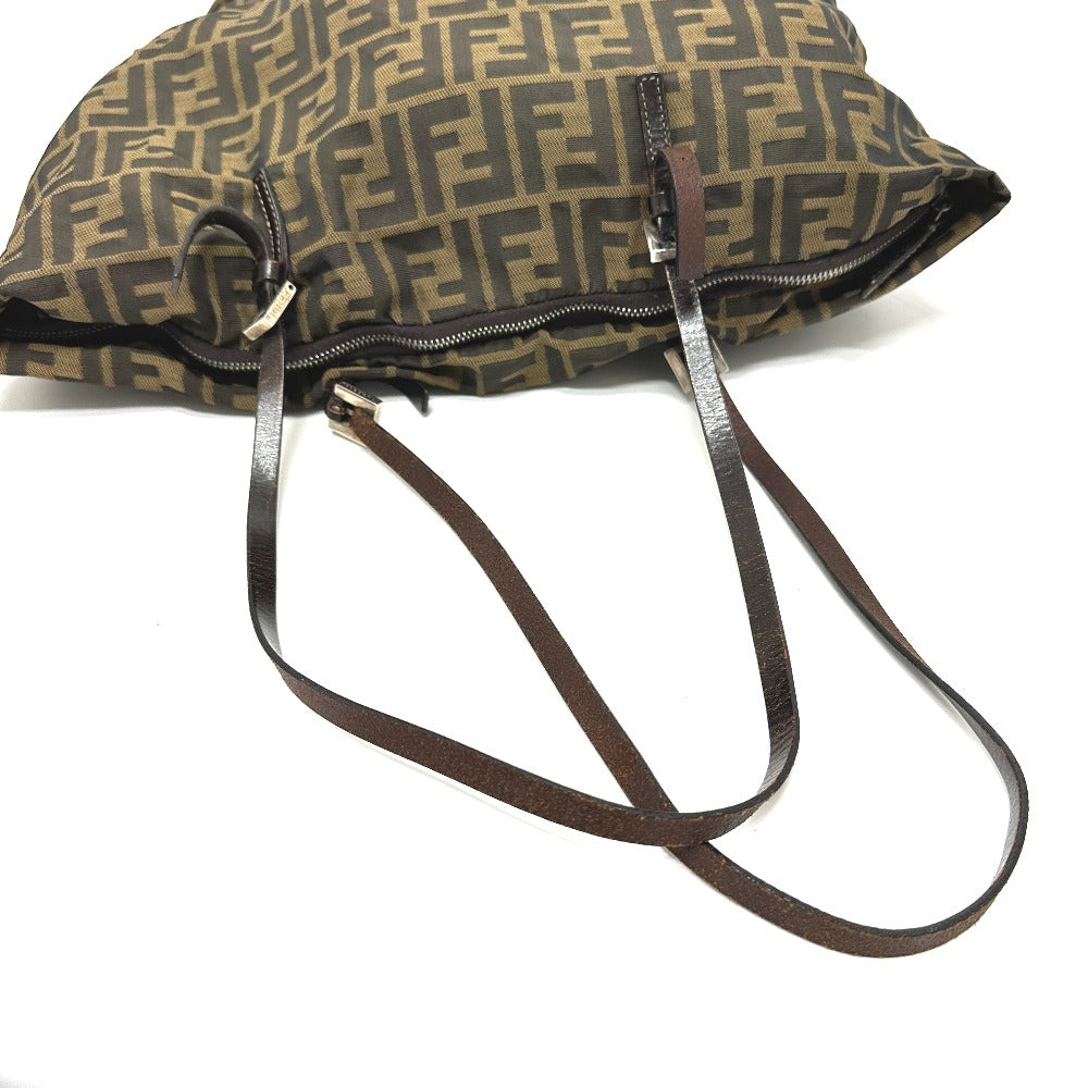 FENDI Tote Bag Canvas / leather Brown Zucca Pattern