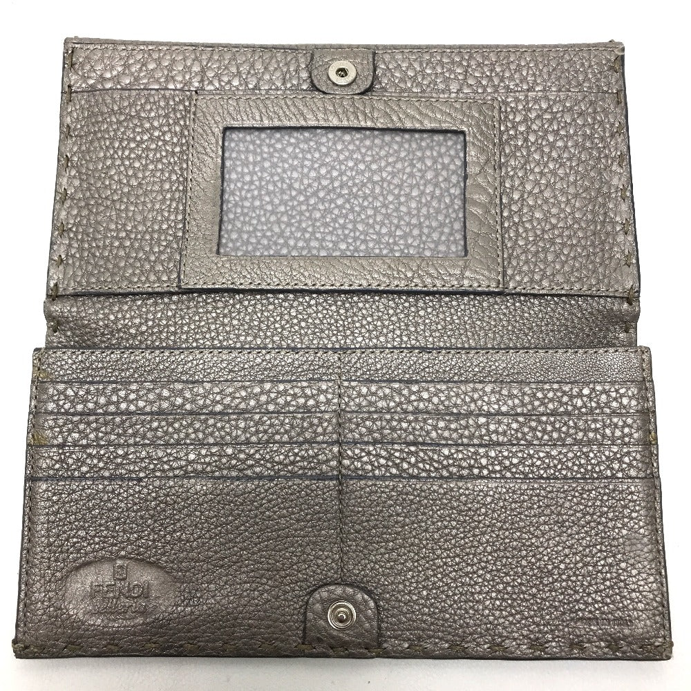FENDI Long Wallet Purse 8M0144 leather gray Celeria Roman leather Women Used Authentic