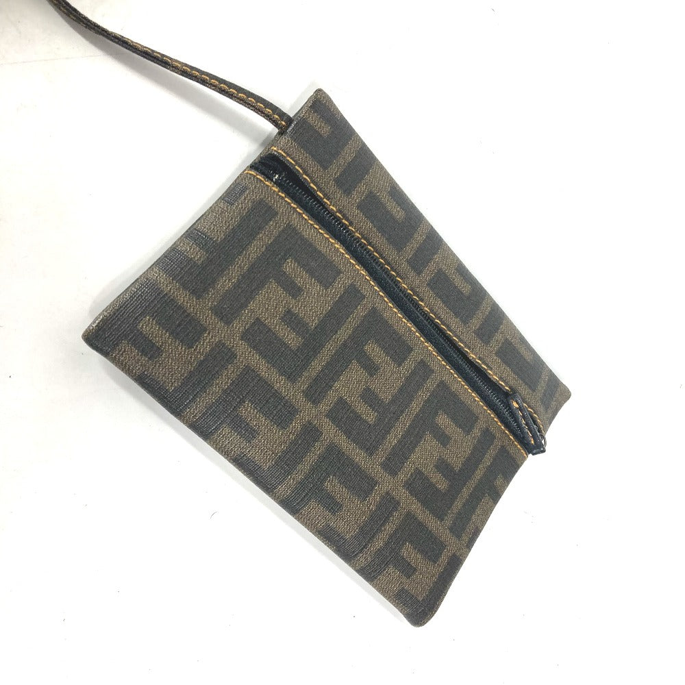 FENDI Shoulder Bag Coated leather Brown Mesh Bag Beach Bag Vintage Zucca Women Used Authentic
