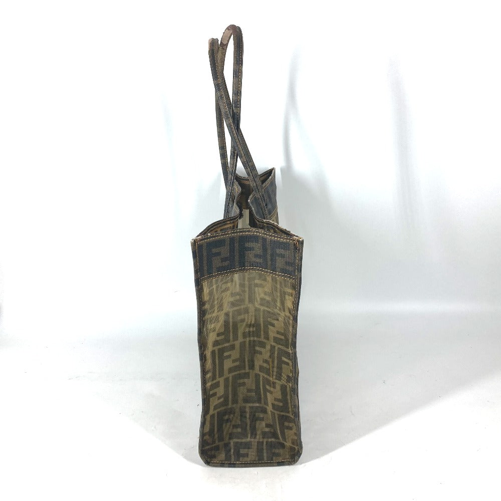 FENDI Shoulder Bag Coated leather Brown Mesh Bag Beach Bag Vintage Zucca Women Used Authentic