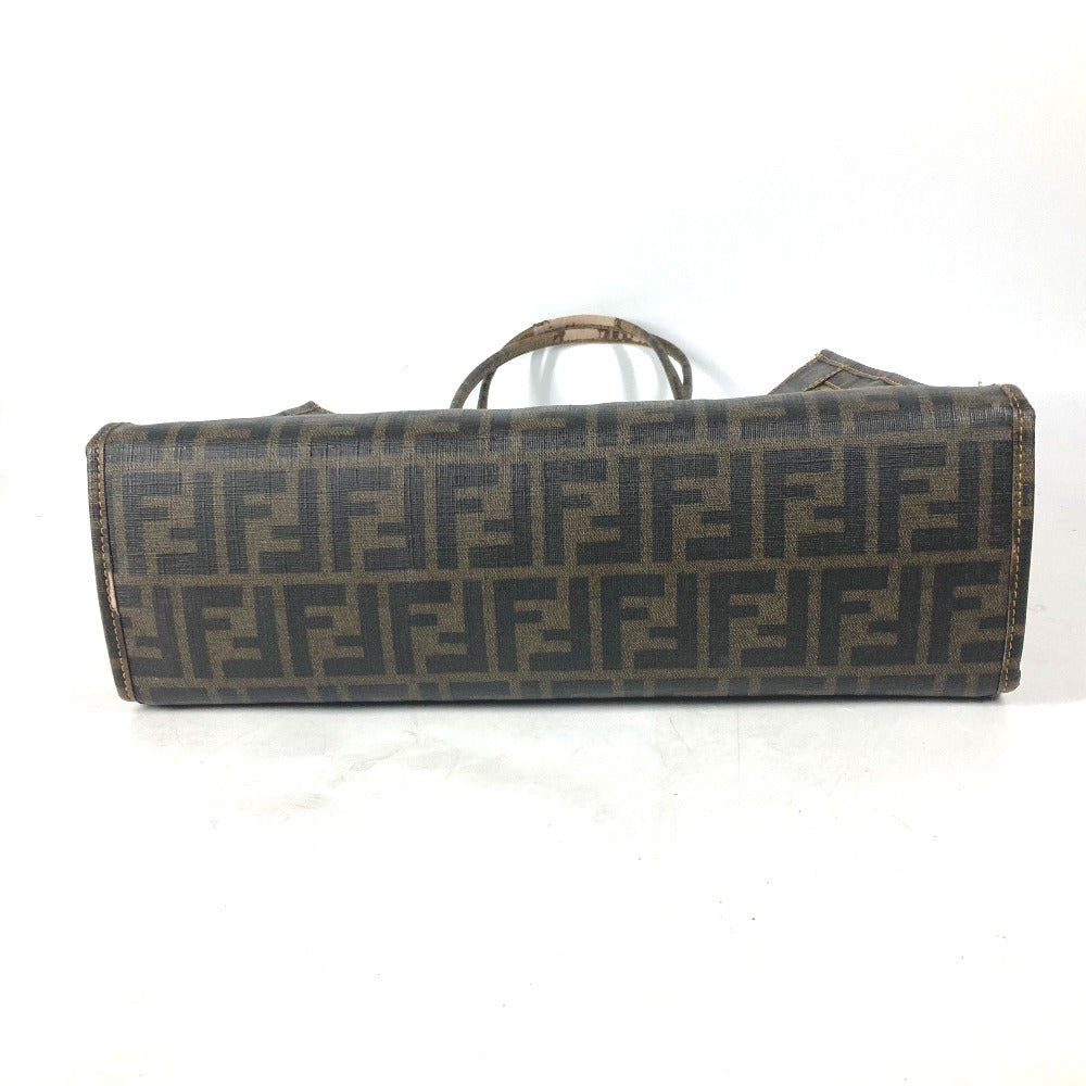 FENDI Shoulder Bag Coated leather Brown Mesh Bag Beach Bag Vintage Zucca Women Used Authentic