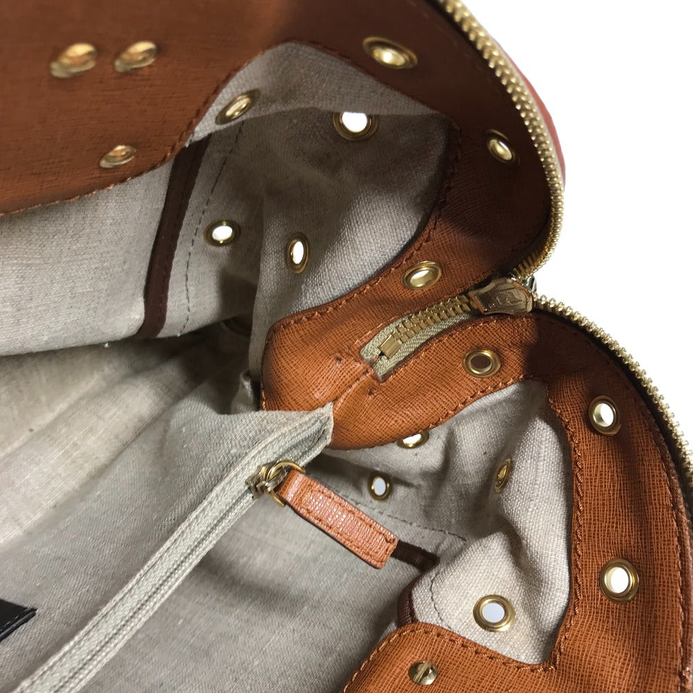 FENDI Handbag 8BL114 Leather / canvas beige Bag chameleon Women Used Authentic