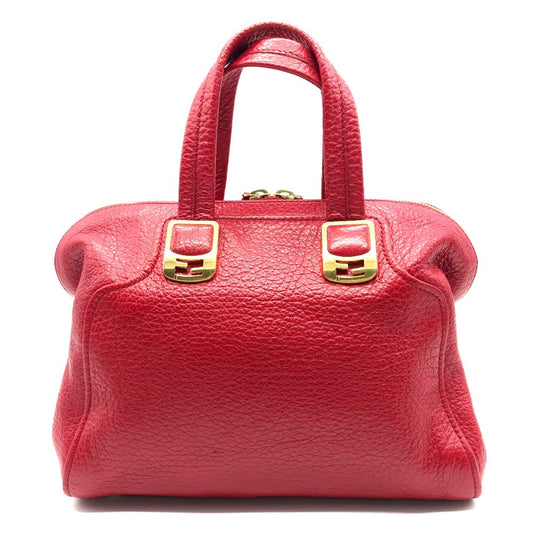 FENDI Handbag 8BL114 leather Red Mini Boston Duffel bag chameleon Women Used Authentic