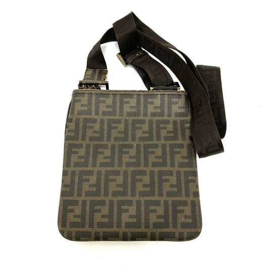FENDI Shoulder Bag 7VA214 PVC Brown Zucca Pattern