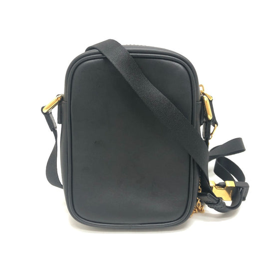 FENDI Shoulder Bag 7VA456 leather black Calligraphy studs