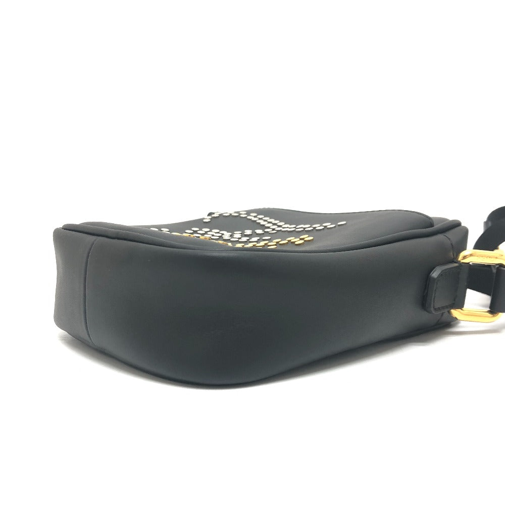 FENDI Shoulder Bag 7VA456 leather black Calligraphy studs